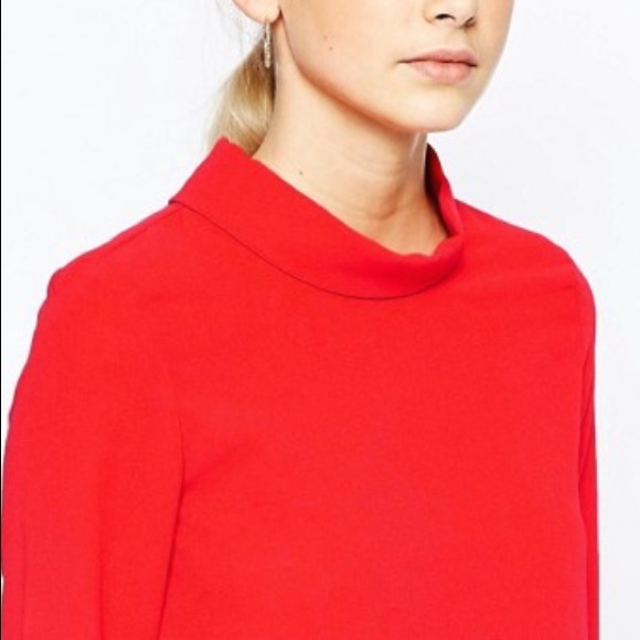 Fashion Union Red Funnel Neck Blouse - Picture 8 of 8